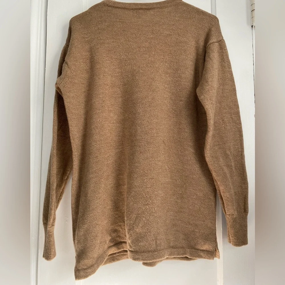 J. Crew 100% Merino Wool Faux Leather Pockets Tunic Sweater, Sz: Medium